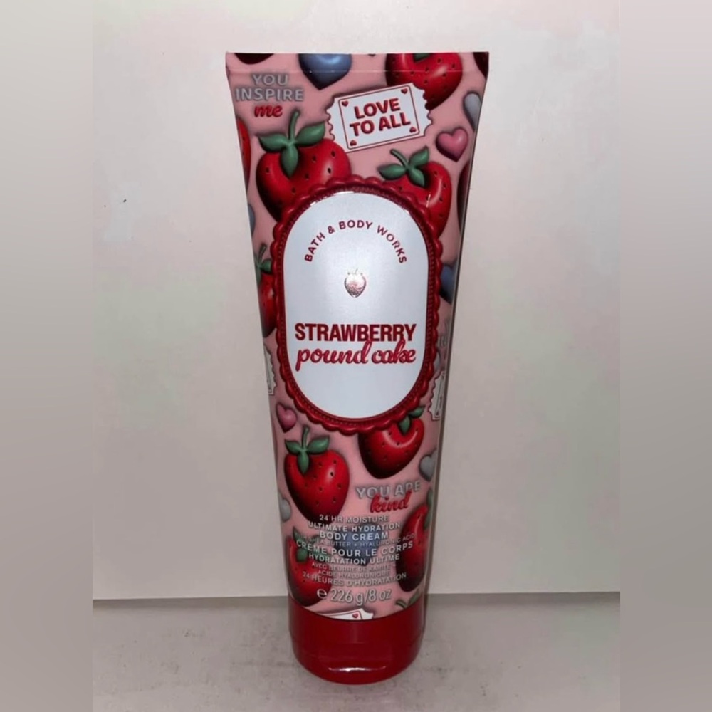 Bath & Body Works Strawberry Pound Cake Body Cream 8oz New